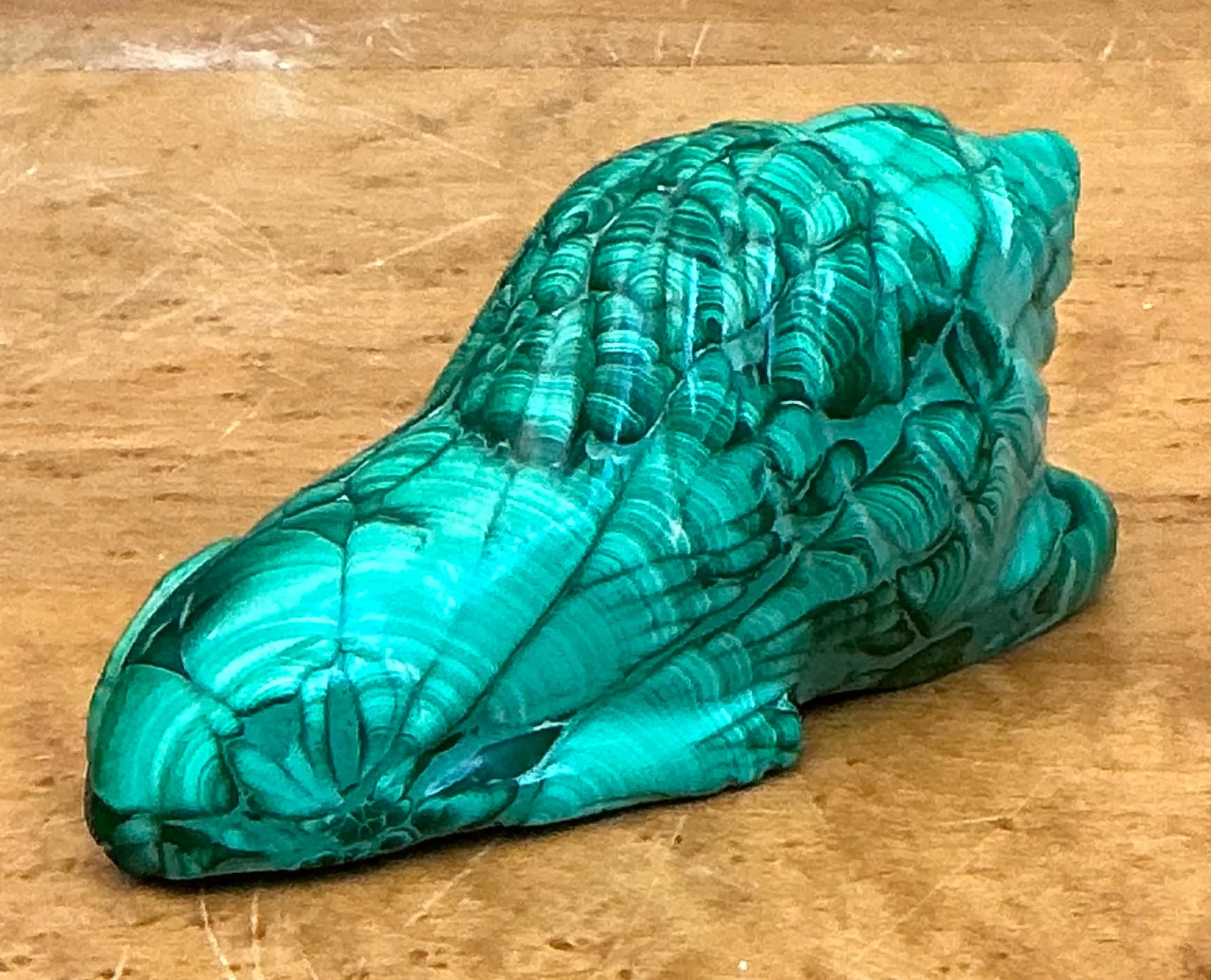 Vintage Malachite Carved Lion Sculpture — additional photo 2