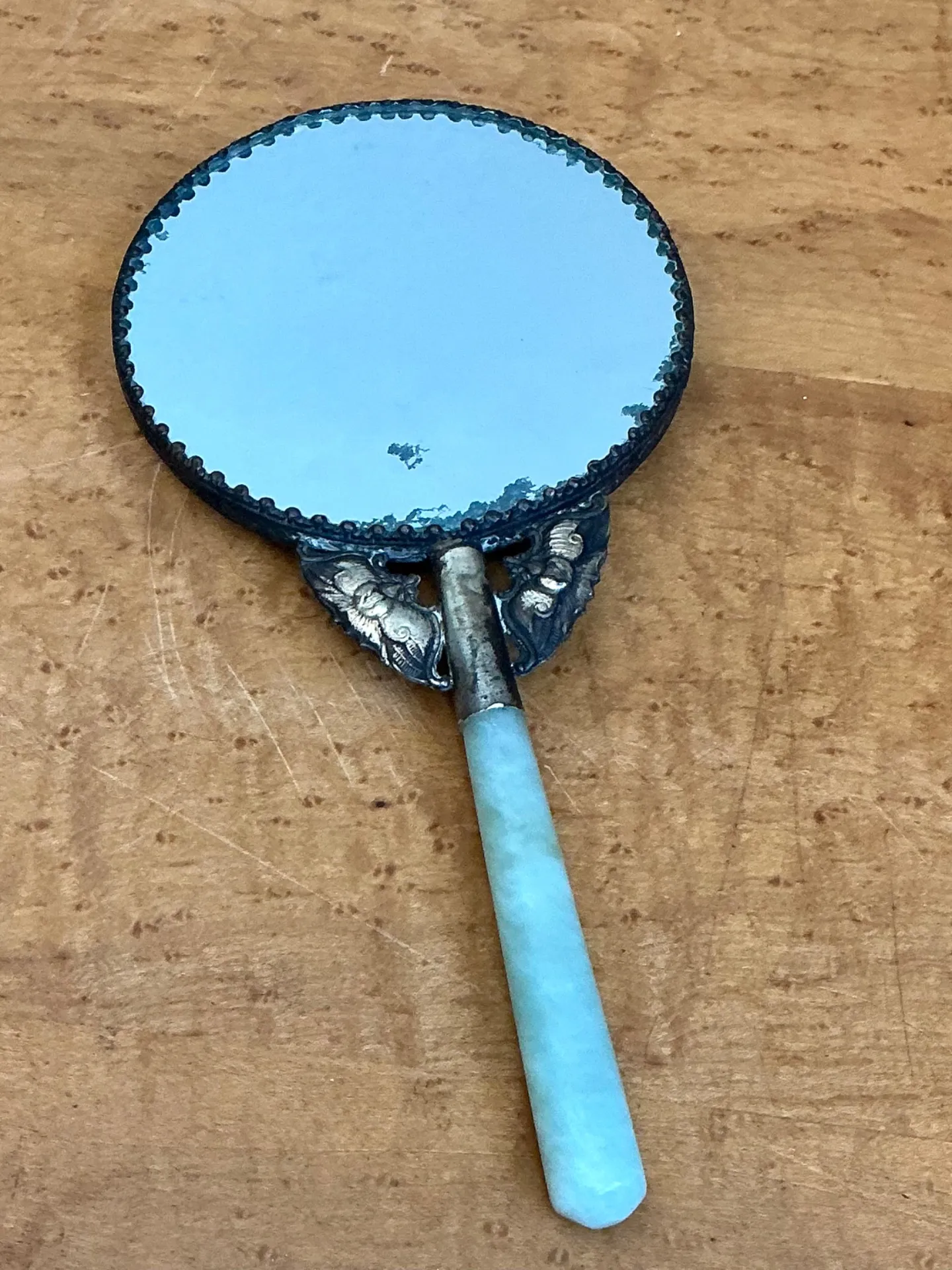 Vintage Floral Motif Metal Hand Mirror — additional photo 6
