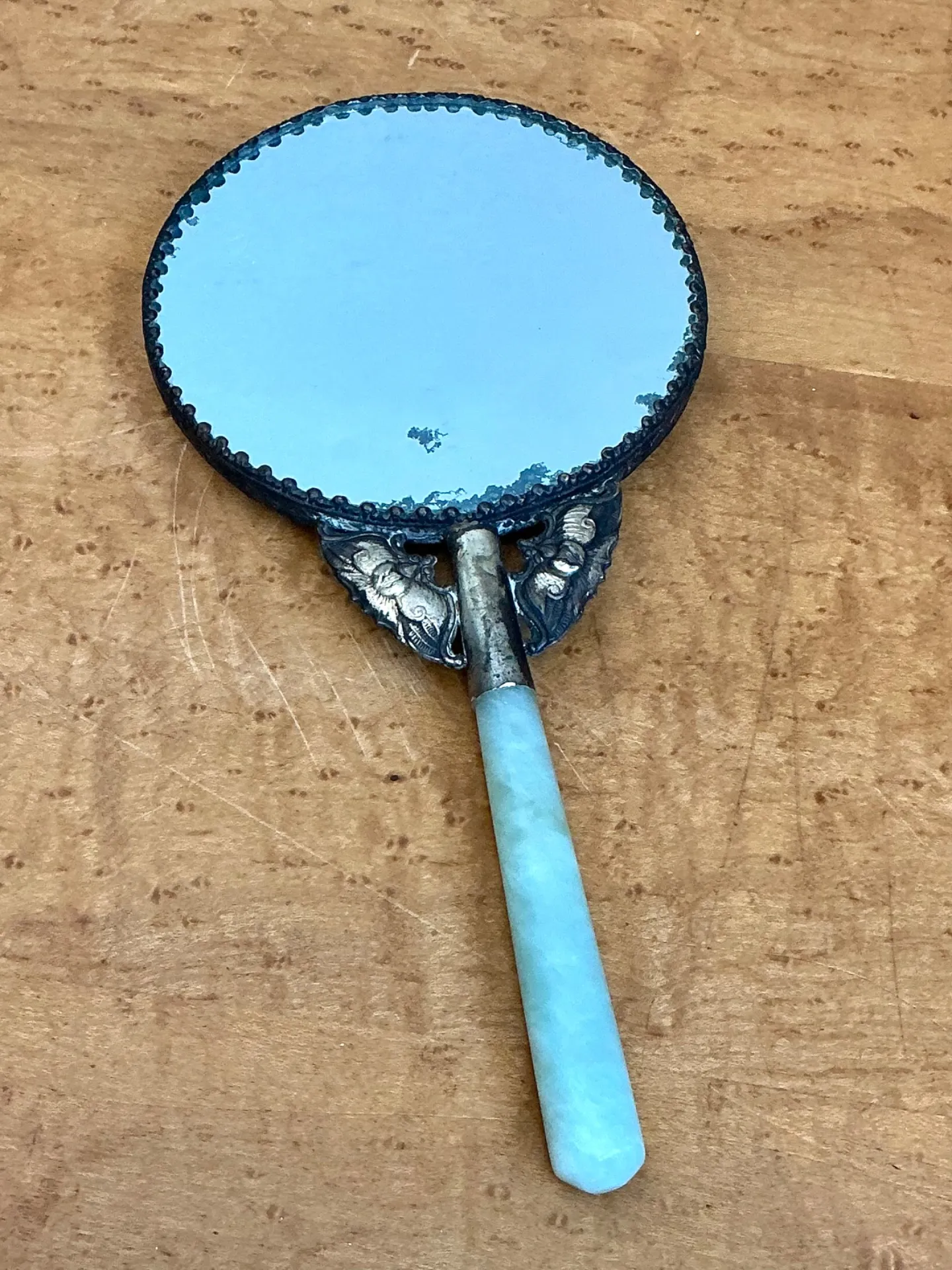 Vintage Floral Motif Metal Hand Mirror — additional photo 7