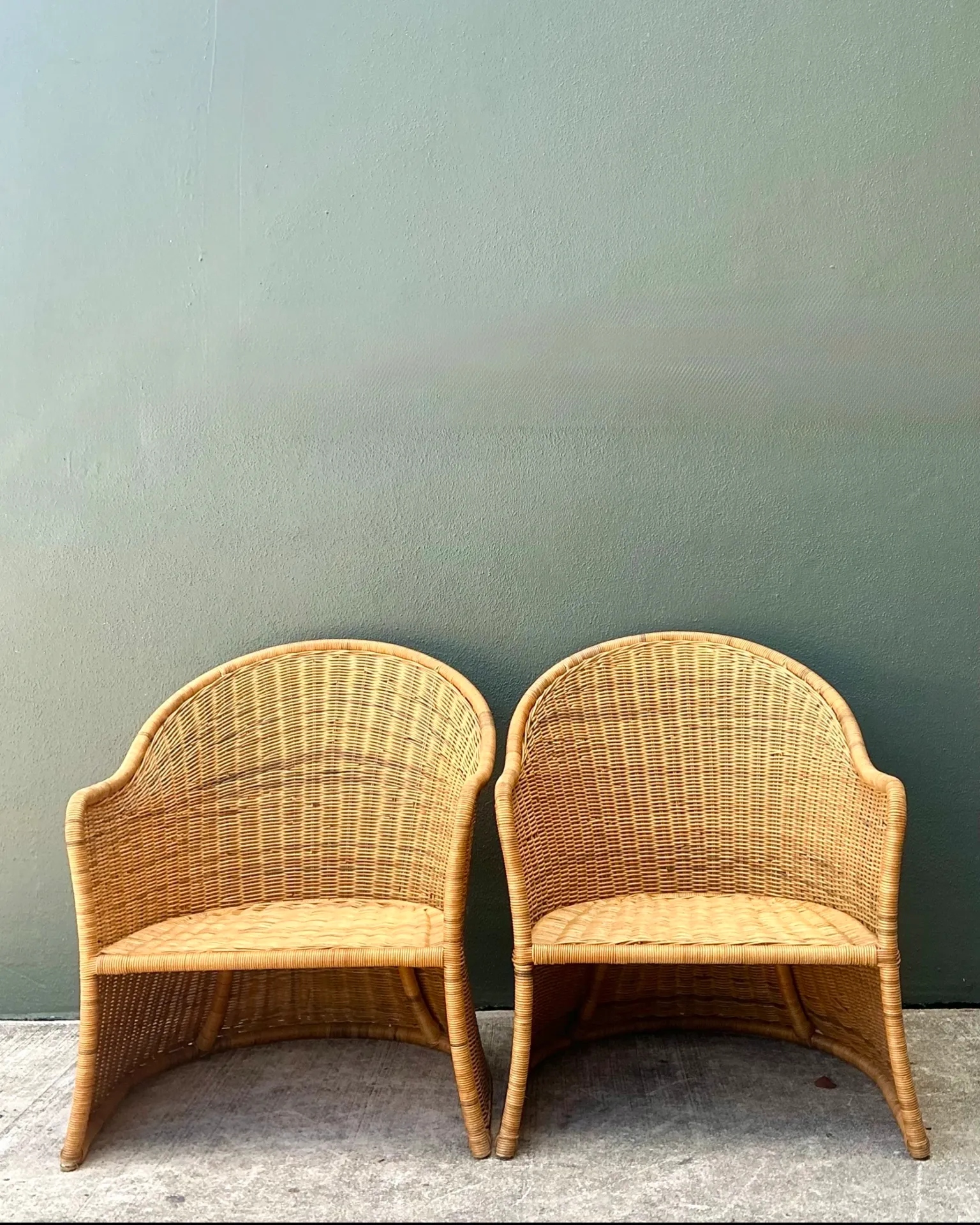 Vintage Rattan Scoop Chairs - A Pair — additional photo 6