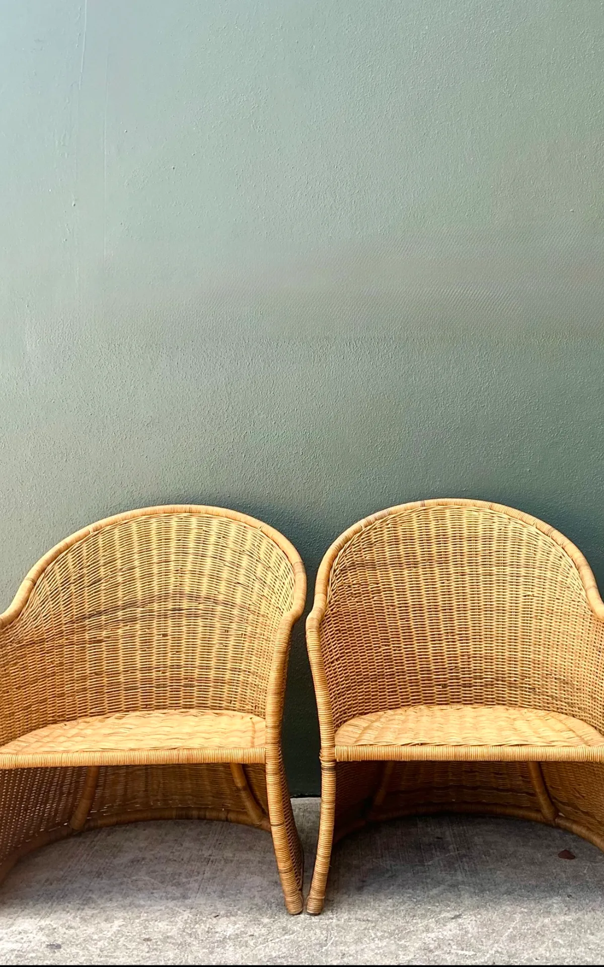 Vintage Rattan Scoop Chairs - A Pair — additional photo 6
