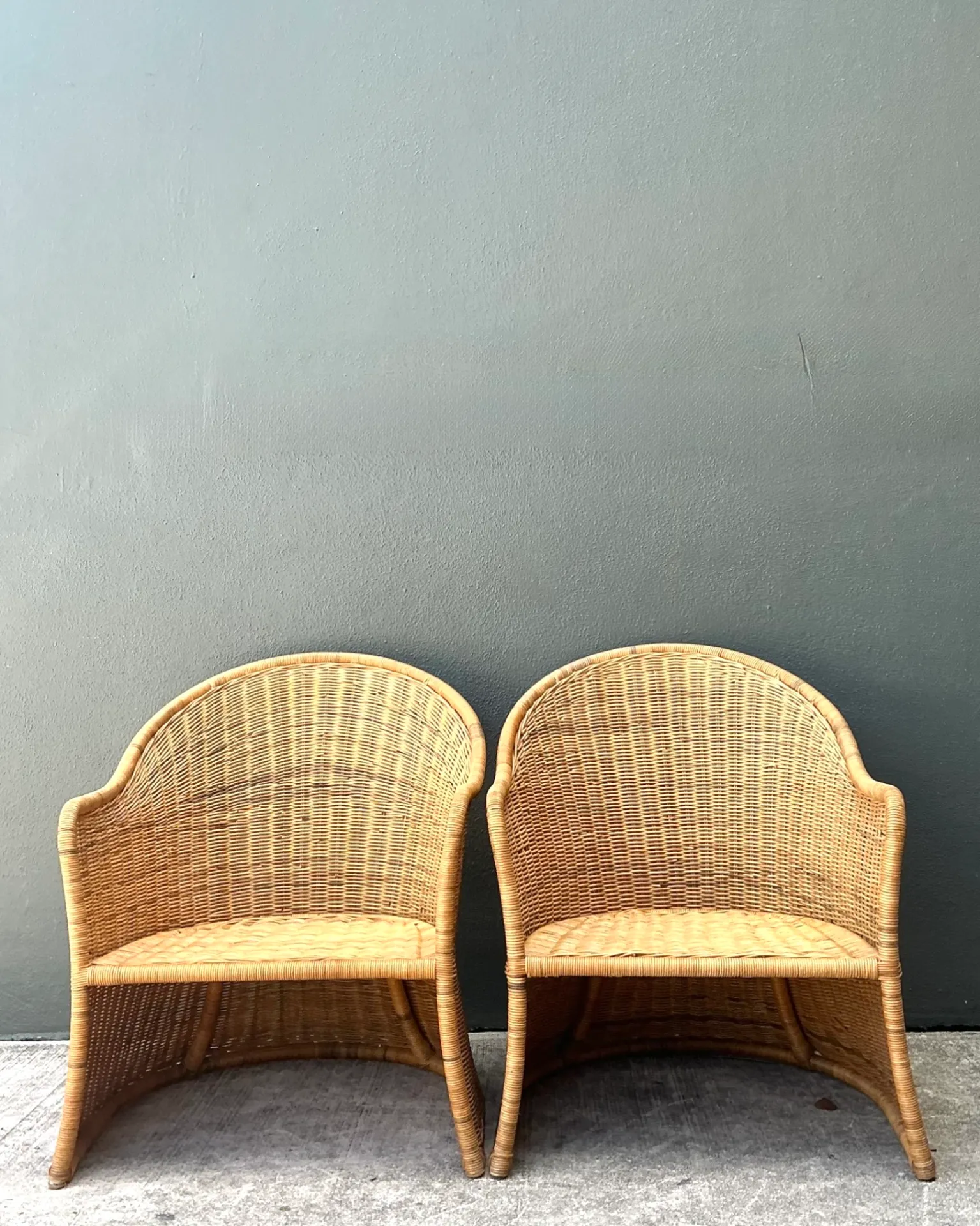 Vintage Rattan Scoop Chairs - A Pair — additional photo 8