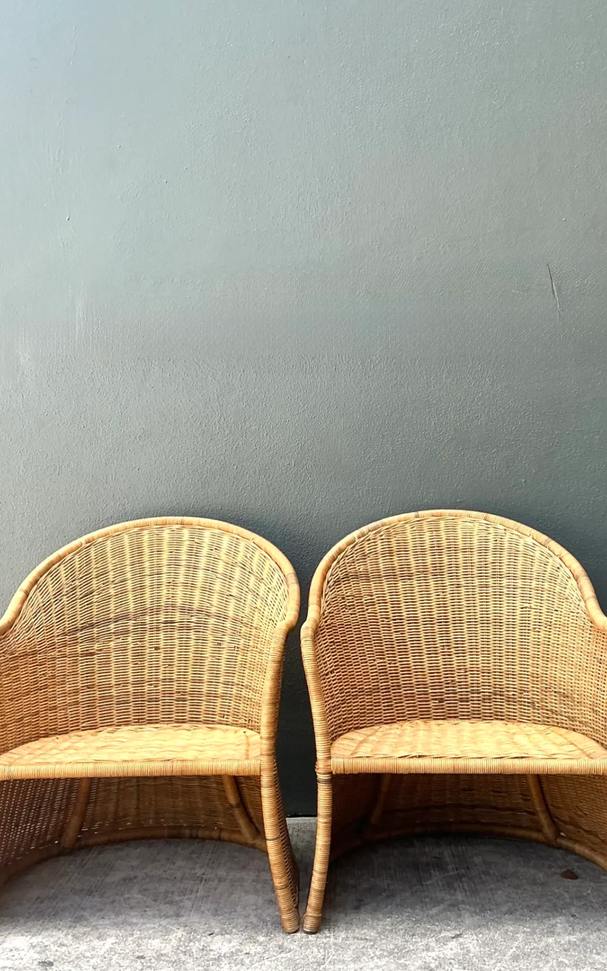 Vintage Rattan Scoop Chairs - A Pair — additional photo 8