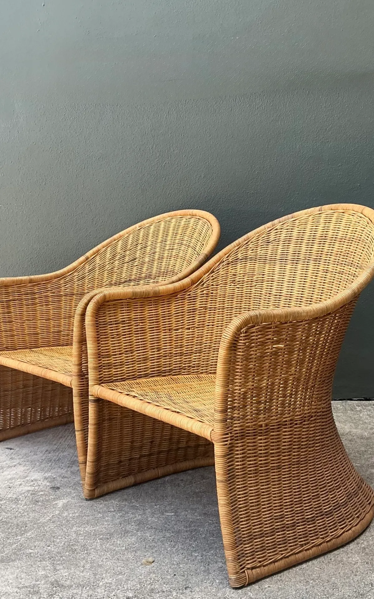 Vintage Rattan Scoop Chairs - A Pair — additional photo 2