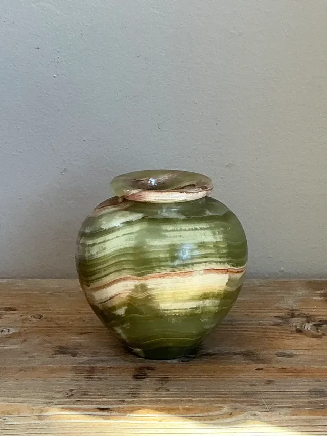 Vintage Green and Brown Onyx Vessel — additional photo 1