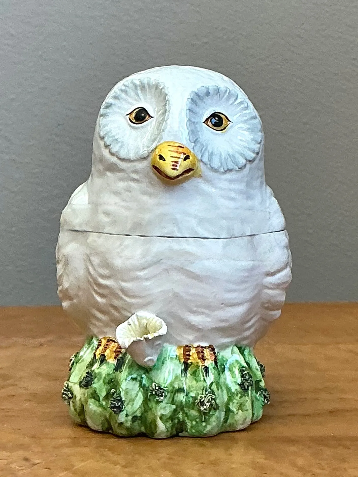 Vintage Italian Owl Ceramic Lidded Trinket Box — additional photo 2
