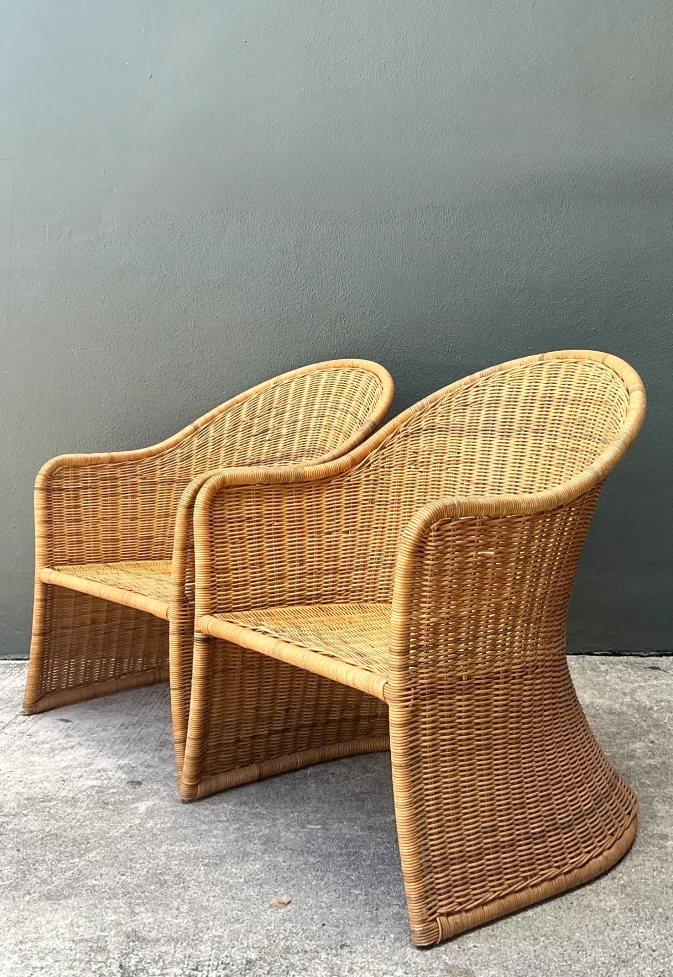 Vintage Rattan Scoop Chairs - A Pair — additional photo 4