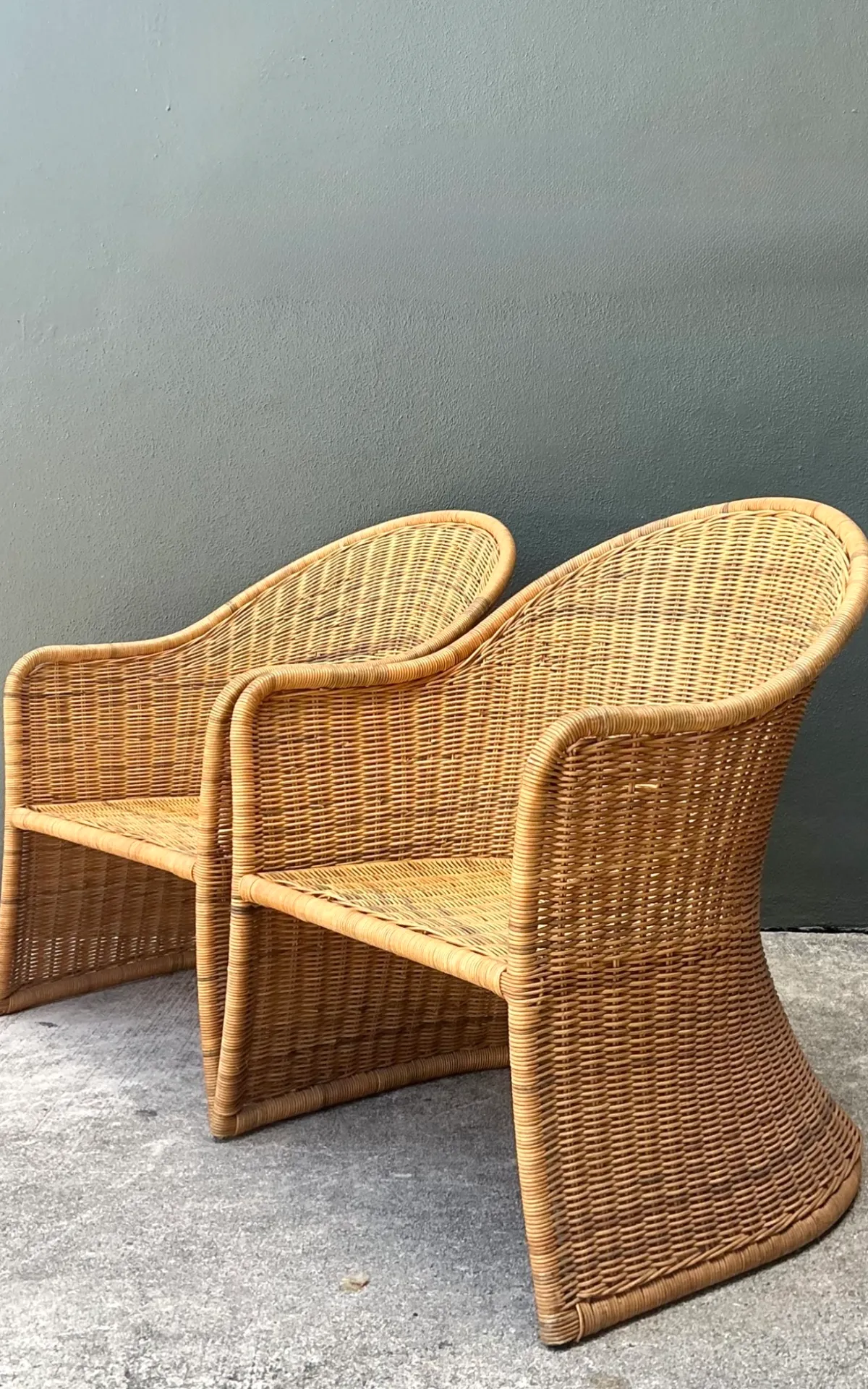 Vintage Rattan Scoop Chairs - A Pair — additional photo 4