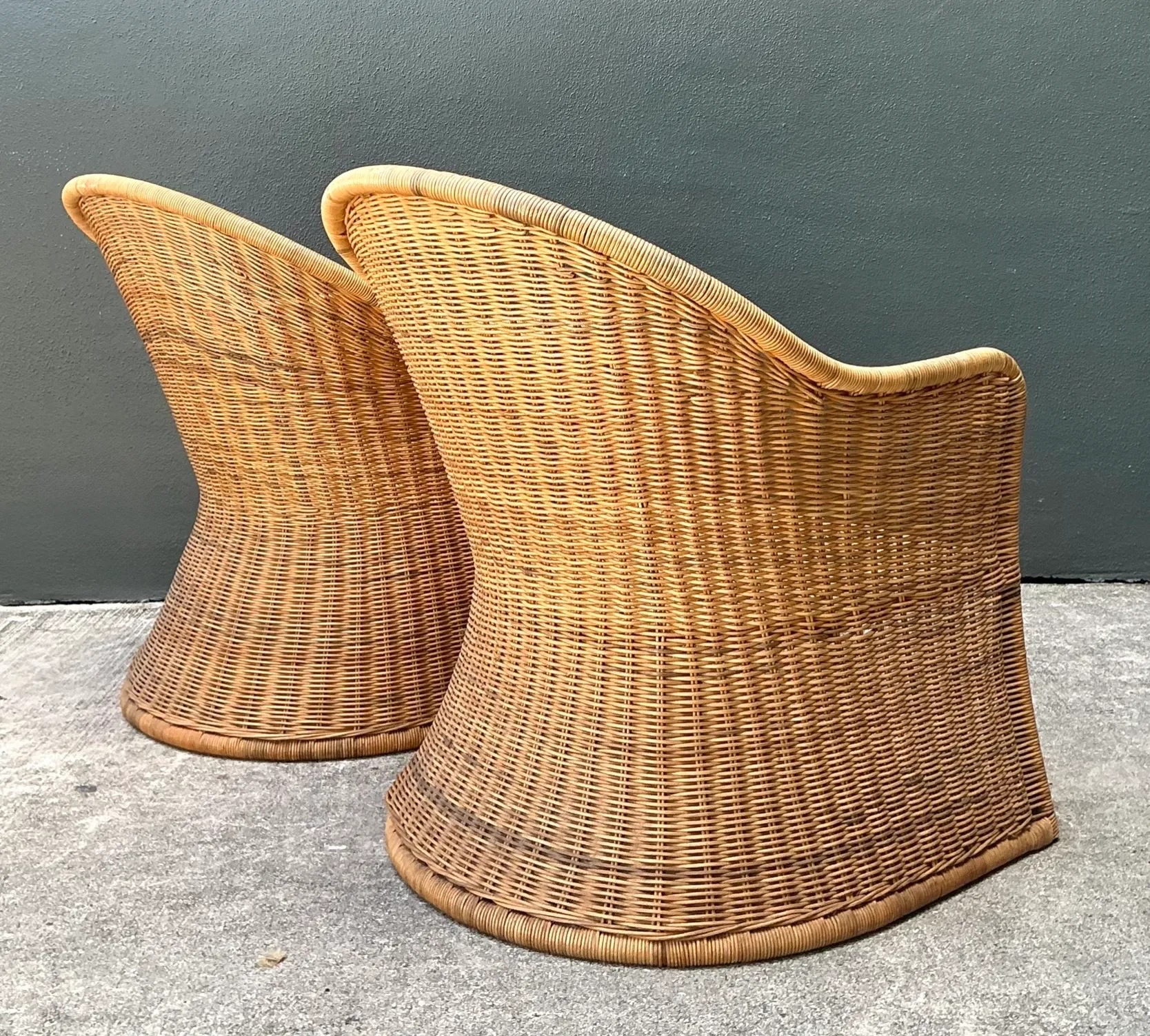 Vintage Rattan Scoop Chairs - A Pair — additional photo 7