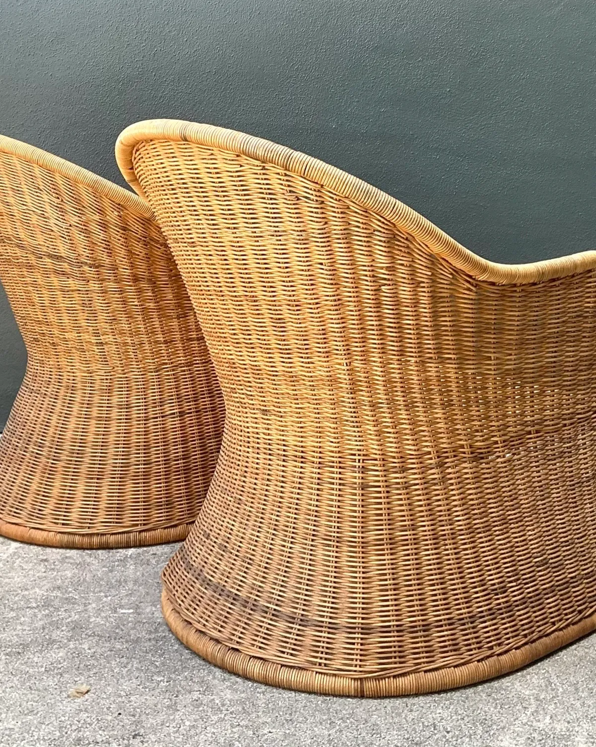 Vintage Rattan Scoop Chairs - A Pair — additional photo 7