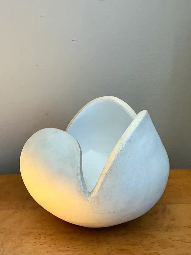 Vintage White Ceramic Sculptural Bowl — additional photo 2