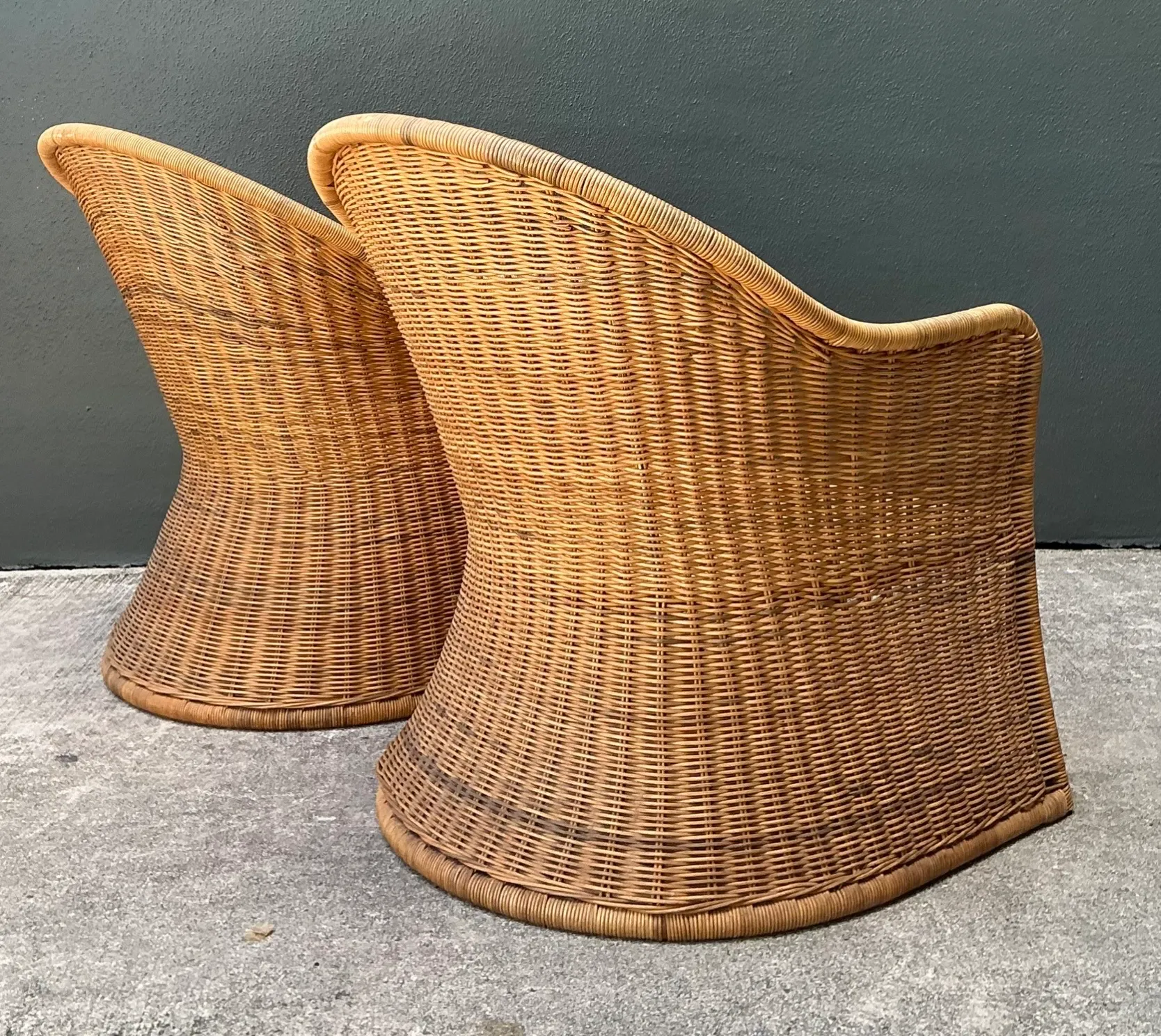 Vintage Rattan Scoop Chairs - A Pair — additional photo 5