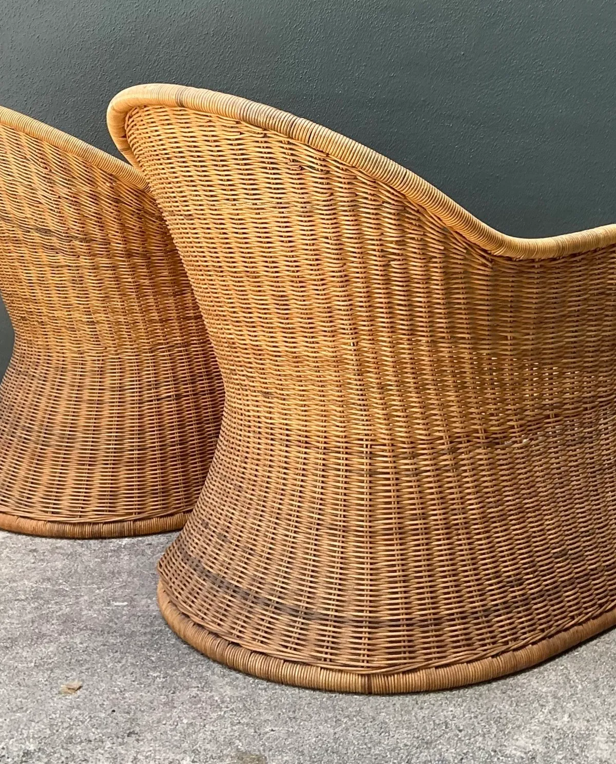 Vintage Rattan Scoop Chairs - A Pair — additional photo 5