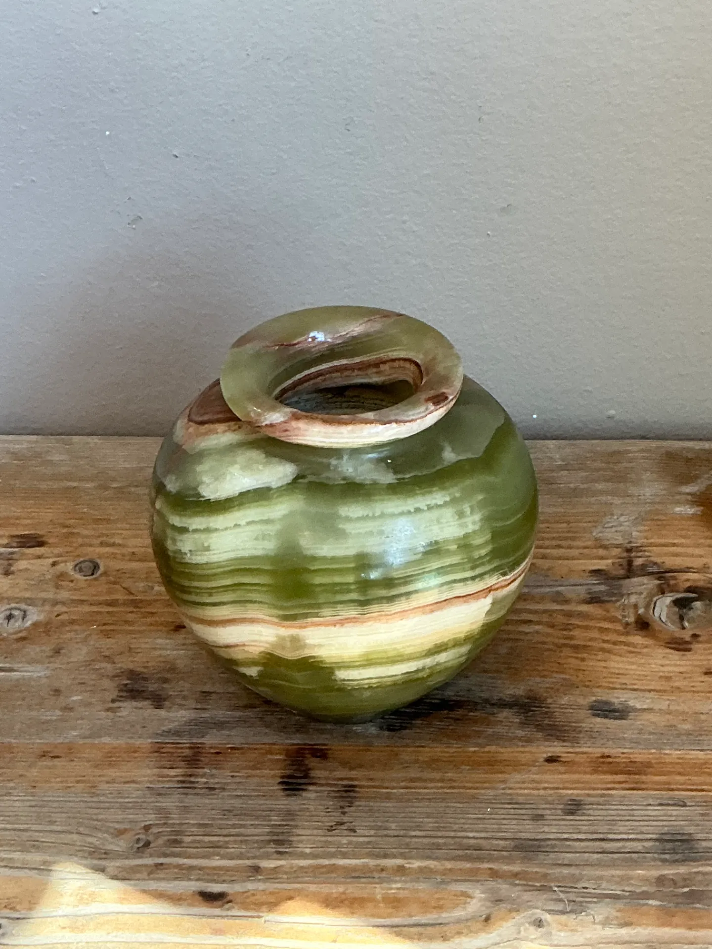 Vintage Green and Brown Onyx Vessel — additional photo 4