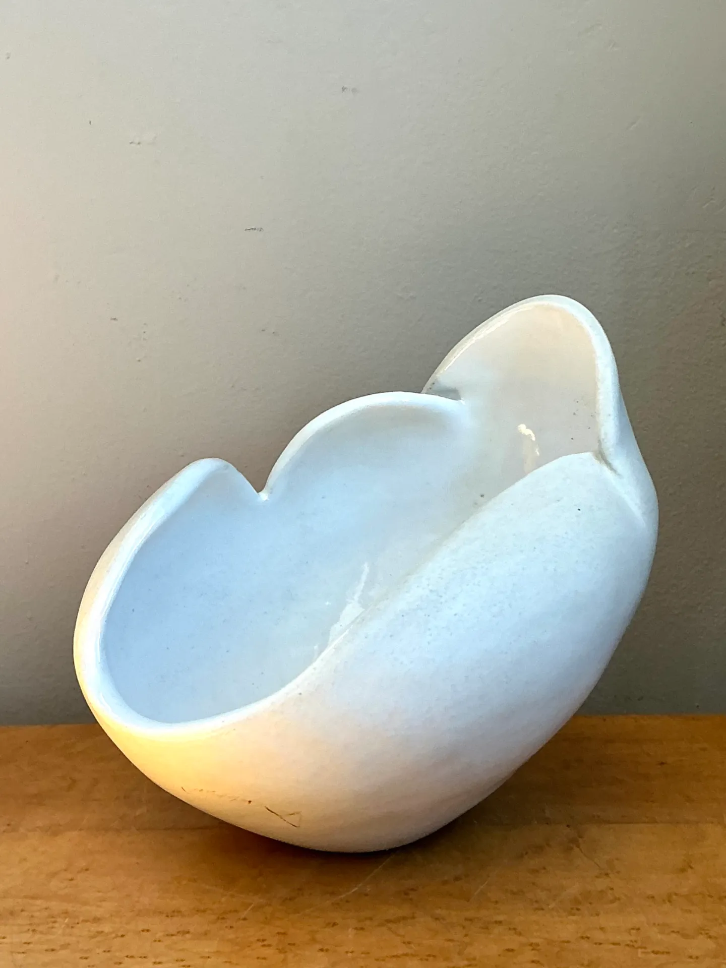 Vintage White Ceramic Sculptural Bowl — additional photo 4