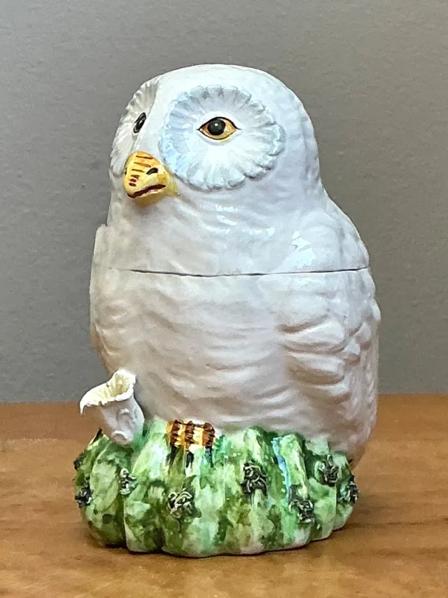 Vintage Italian Owl Ceramic Lidded Trinket Box — additional photo 7