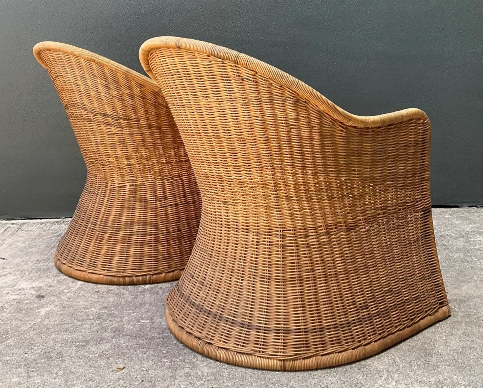 Vintage Rattan Scoop Chairs - A Pair — additional photo 3