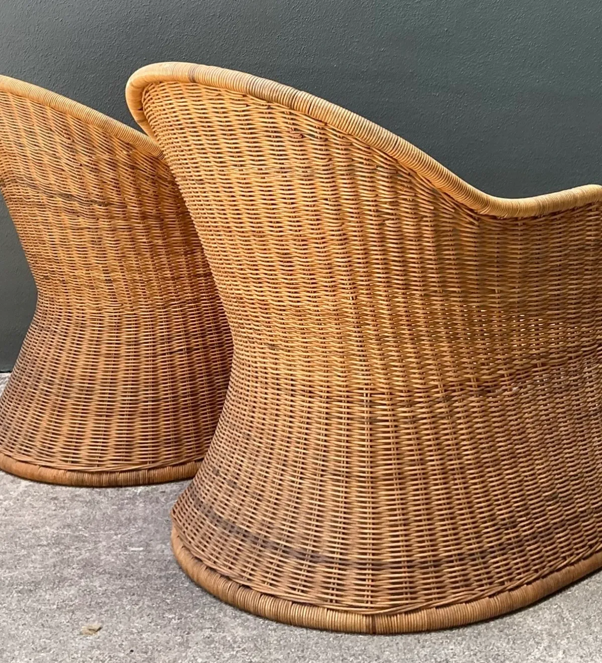 Vintage Rattan Scoop Chairs - A Pair — additional photo 3
