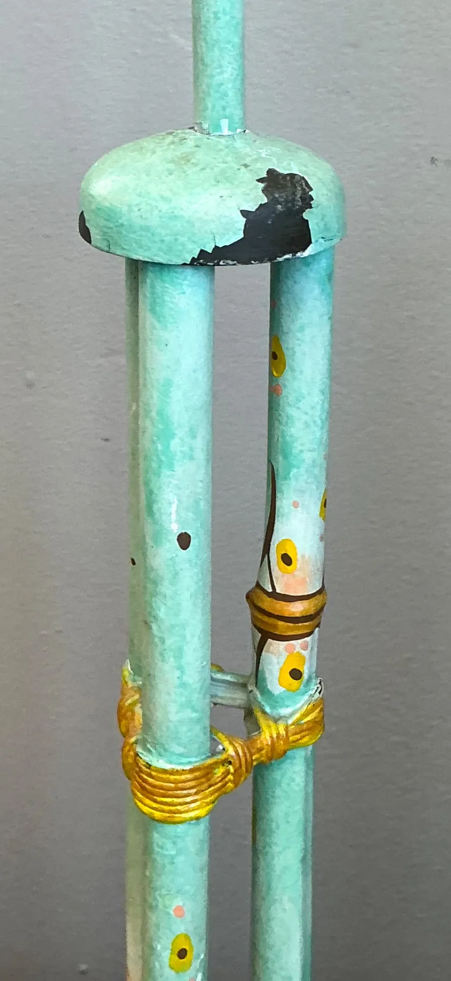 Vintage Distressed Hand-Painted Metal Lamps - Pair — additional photo 1