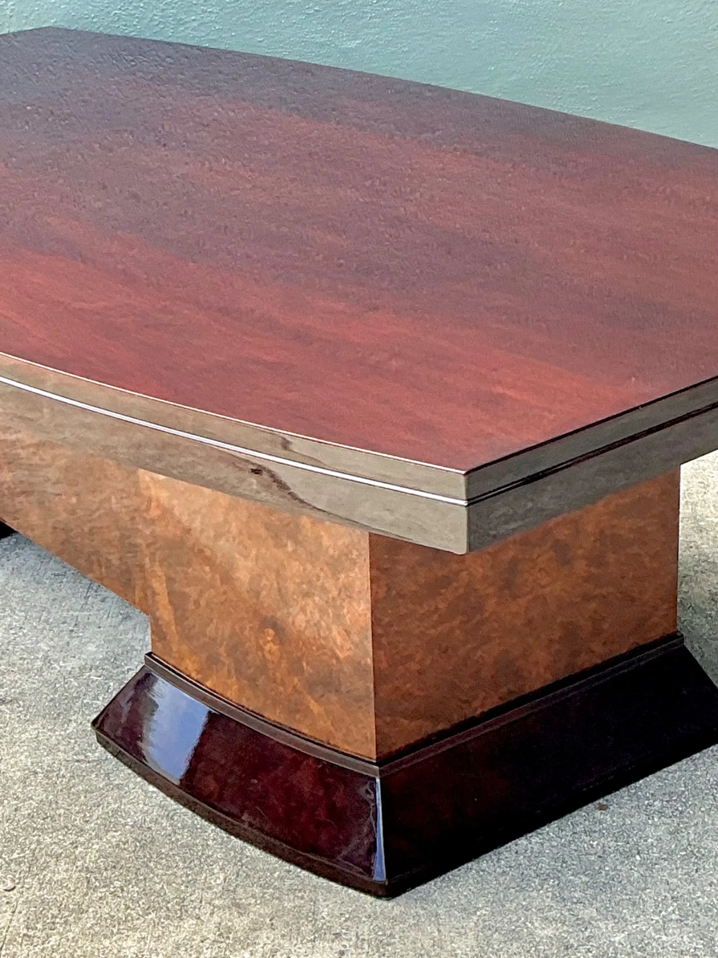 Vintage Custom Deco Two Tone Burl Coffee Table — additional photo 3