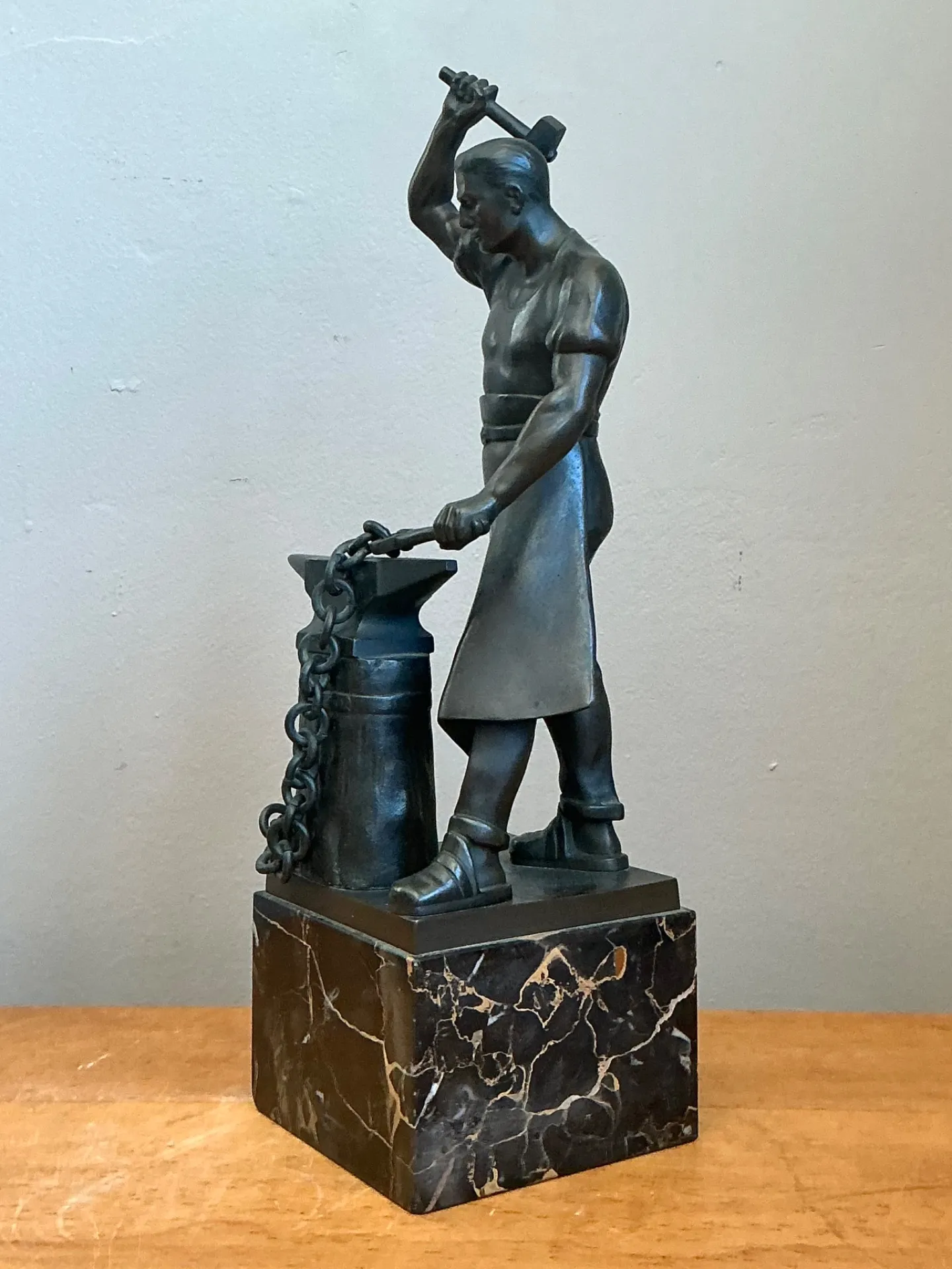 Vintage Bronze Blacksmith Sculpture — additional photo 1