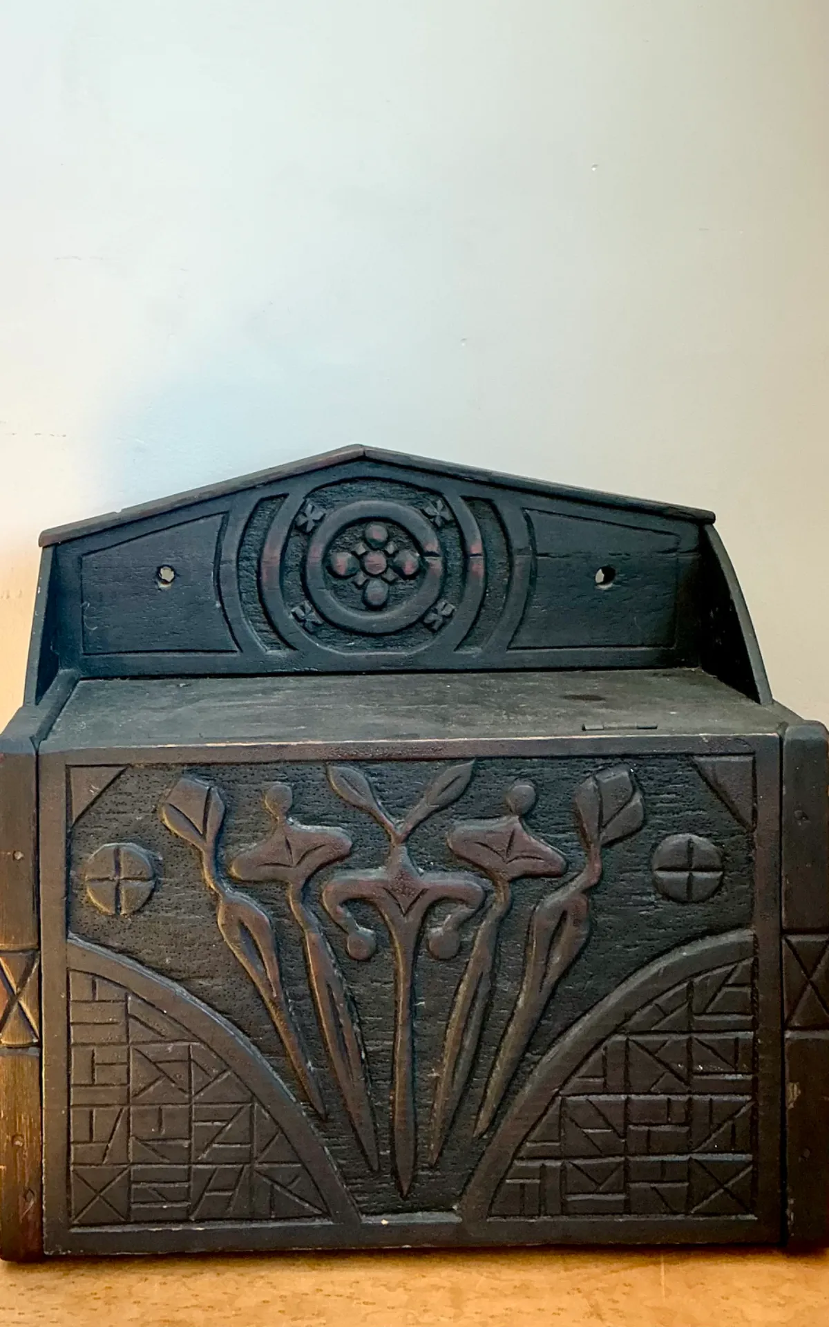 Vintage Wood Carved Storage Wall Box — additional photo 1