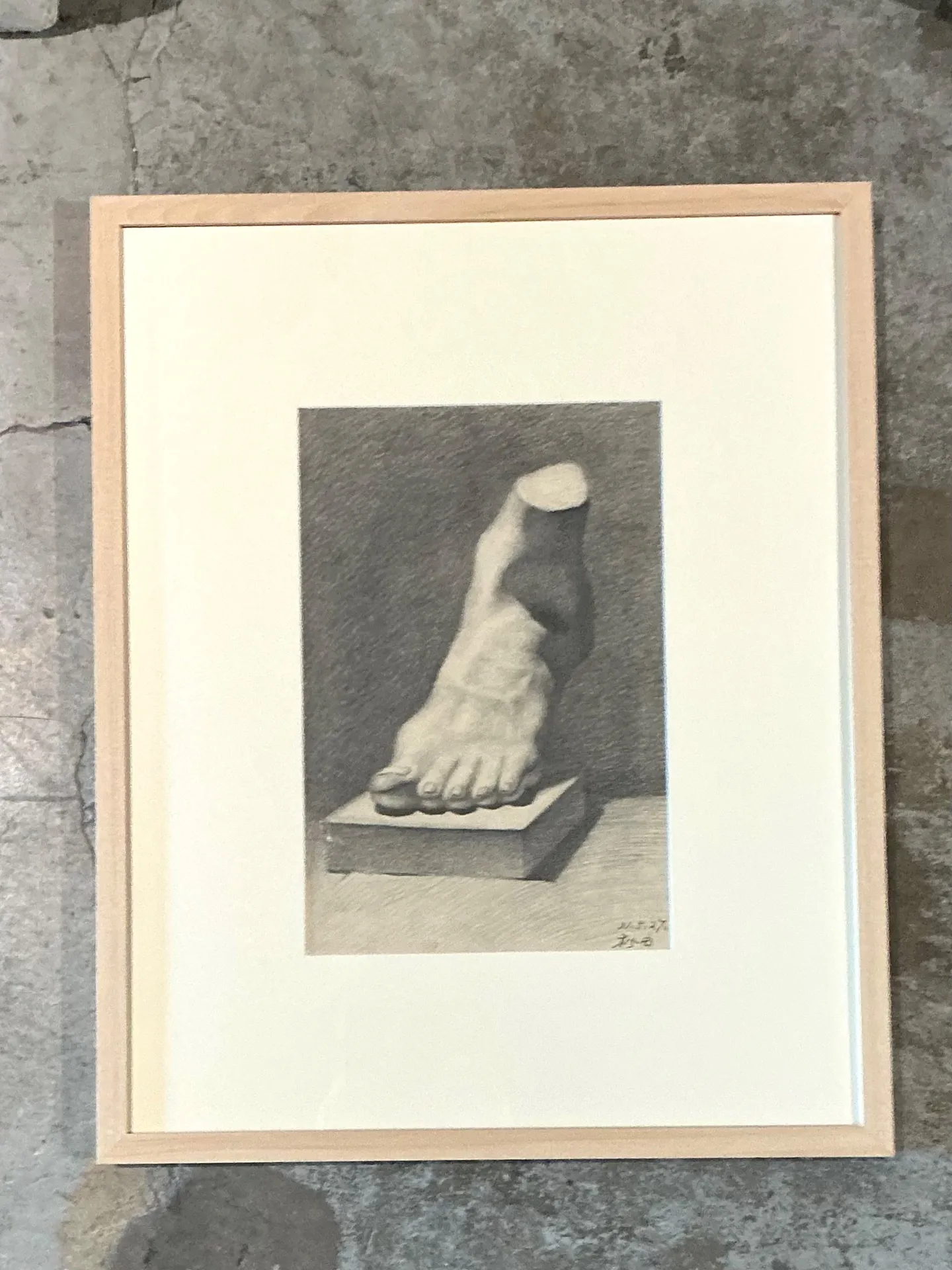 Vintage Framed Charcoal Foot Drawing — additional photo 8