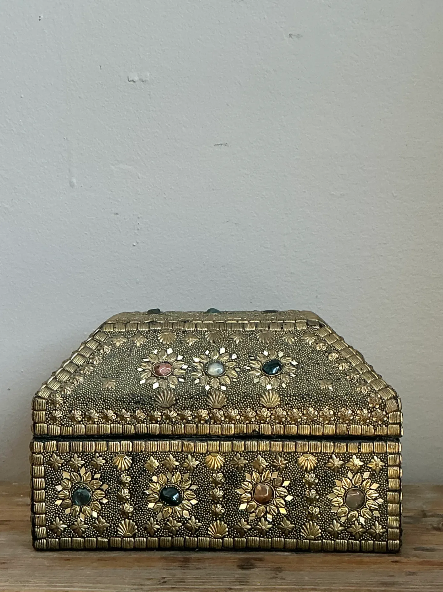 Vintage Embellished Brass Treasure Chest Box — additional photo 5