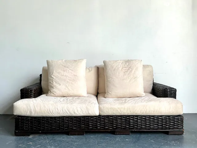 Vintage Ralph Lauren Woven Rattan Three-Seat Sofa — additional photo 2