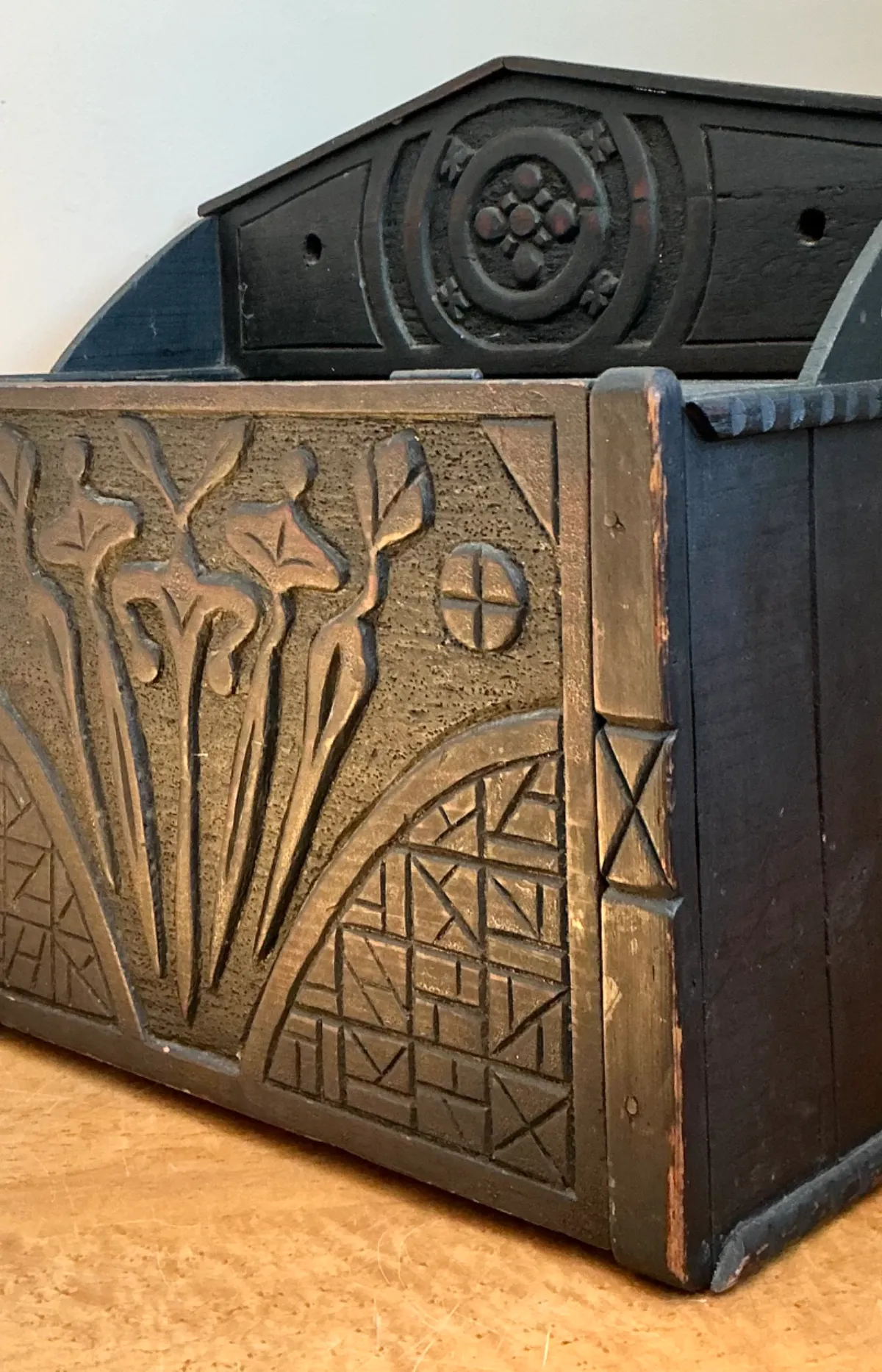 Vintage Wood Carved Storage Wall Box — additional photo 3
