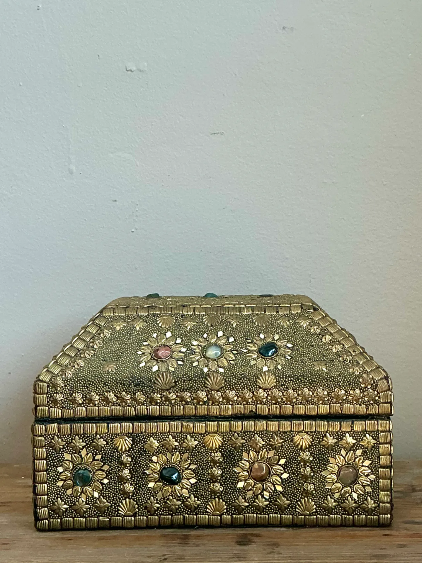 Vintage Embellished Brass Treasure Chest Box — additional photo 4