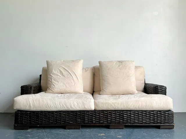 Vintage Ralph Lauren Woven Rattan Three-Seat Sofa — additional photo 5