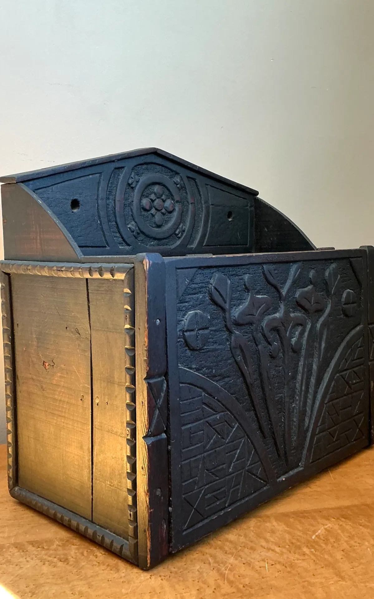 Vintage Wood Carved Storage Wall Box — additional photo 4