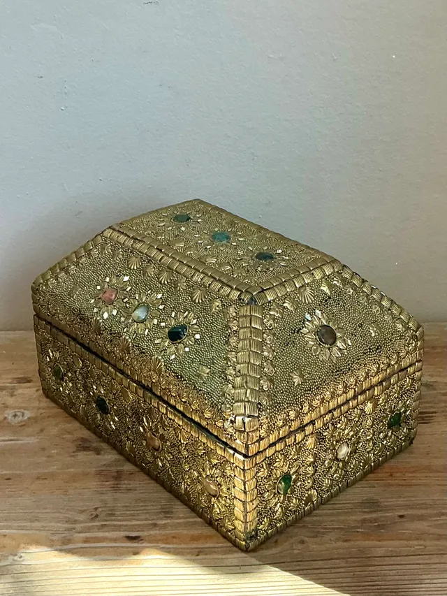 Vintage Embellished Brass Treasure Chest Box — additional photo 2