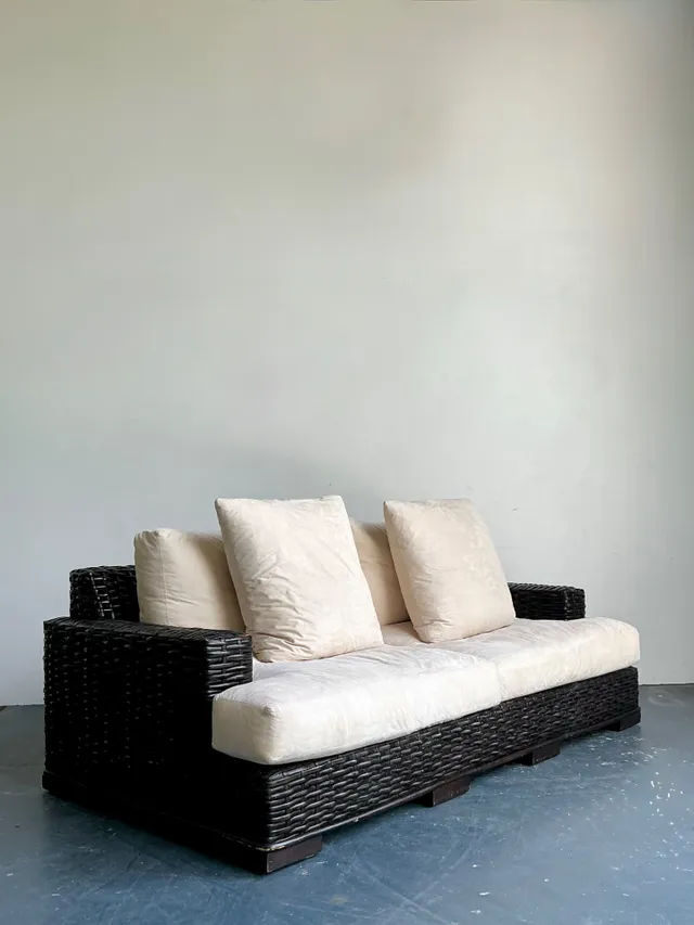 Vintage Ralph Lauren Woven Rattan Three-Seat Sofa — additional photo 7