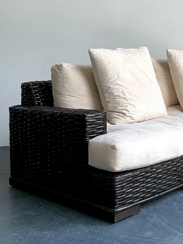 Vintage Ralph Lauren Woven Rattan Three-Seat Sofa — additional photo 8