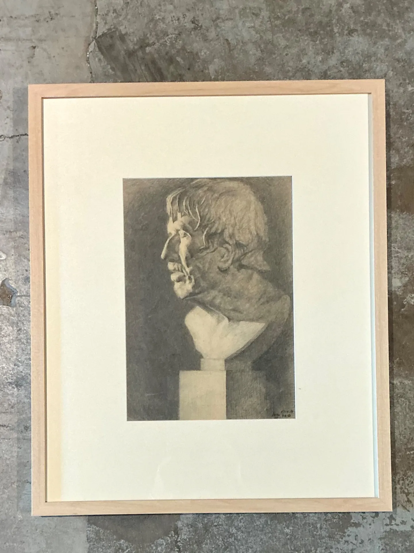 Vintage Charcoal Portrait Bust Drawing — additional photo 2