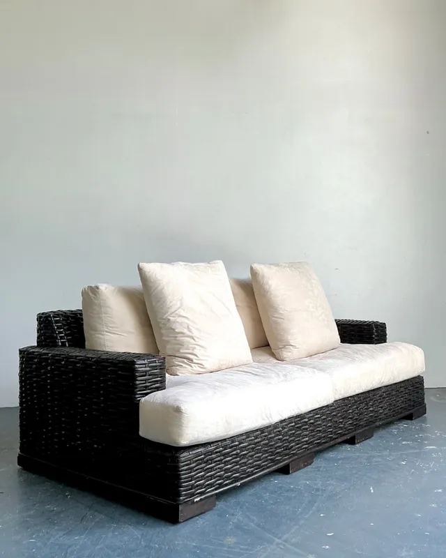 Vintage Ralph Lauren Woven Rattan Three-Seat Sofa — additional photo 3