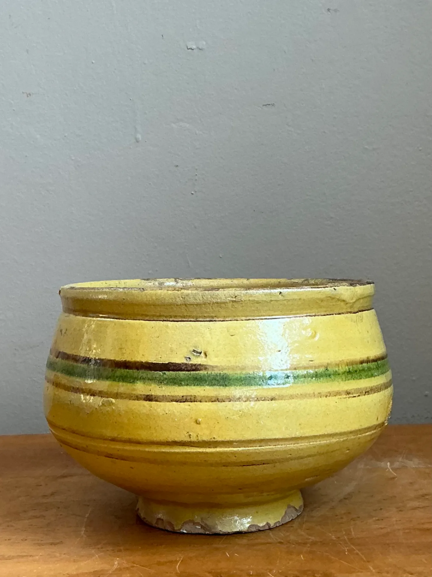 Vintage Striped Earthenware Decorative Bowl — additional photo 5