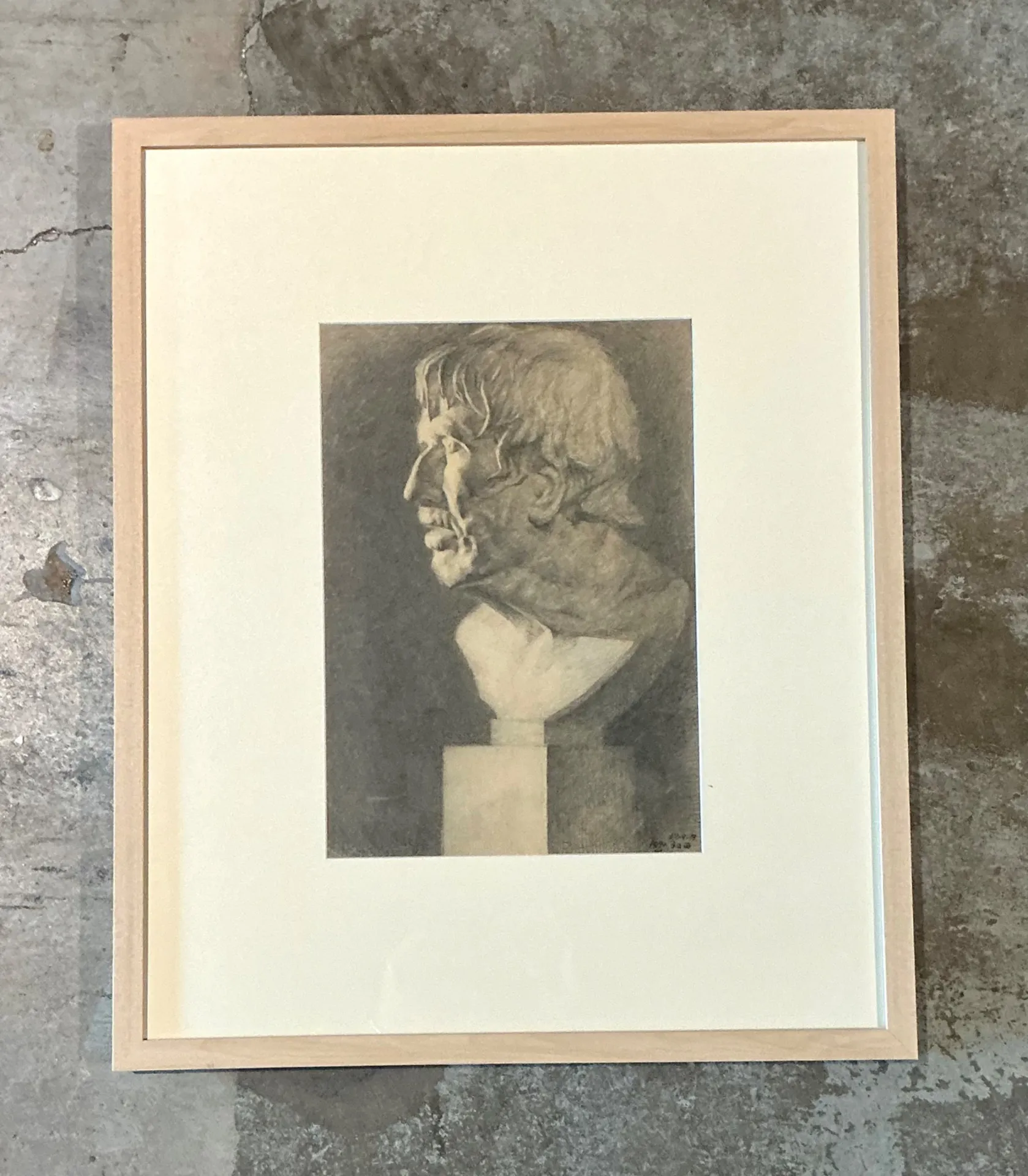Vintage Charcoal Portrait Bust Drawing — additional photo 7