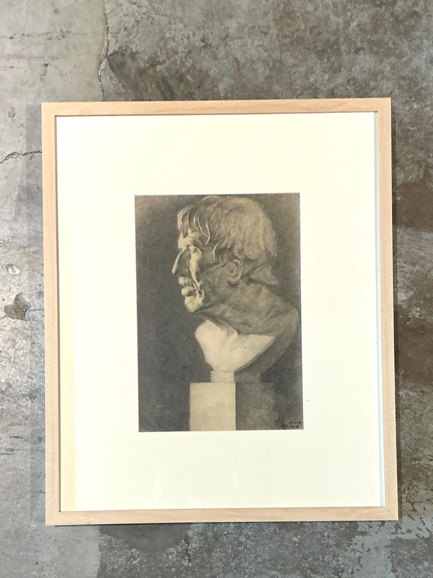Vintage Charcoal Portrait Bust Drawing — additional photo 5