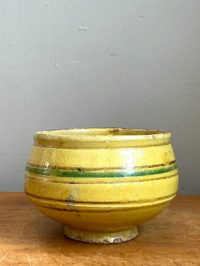 Vintage Striped Earthenware Decorative Bowl — additional photo 1