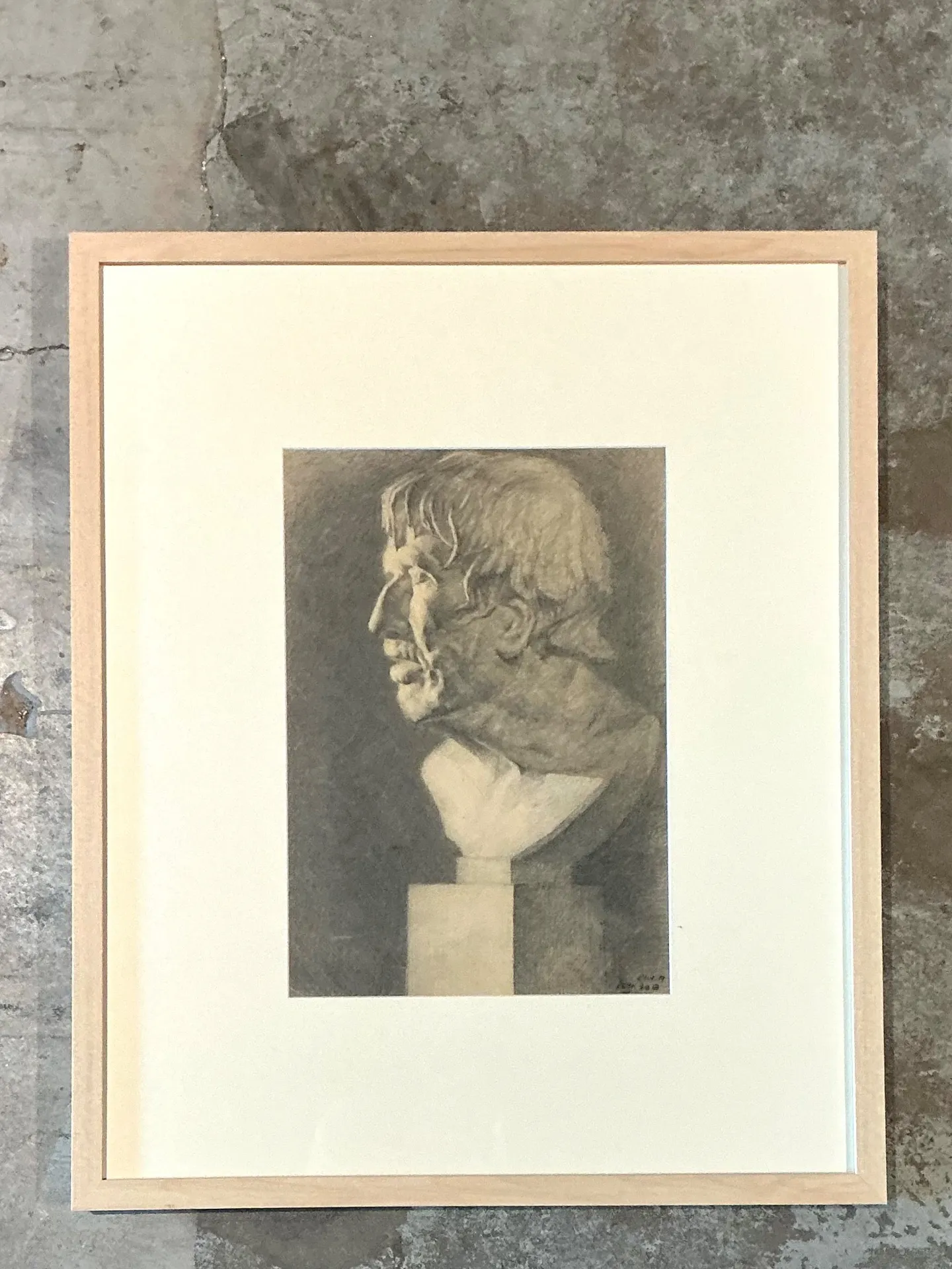 Vintage Charcoal Portrait Bust Drawing — additional photo 8