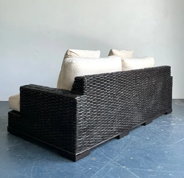 Vintage Ralph Lauren Woven Rattan Three-Seat Sofa — additional photo 4