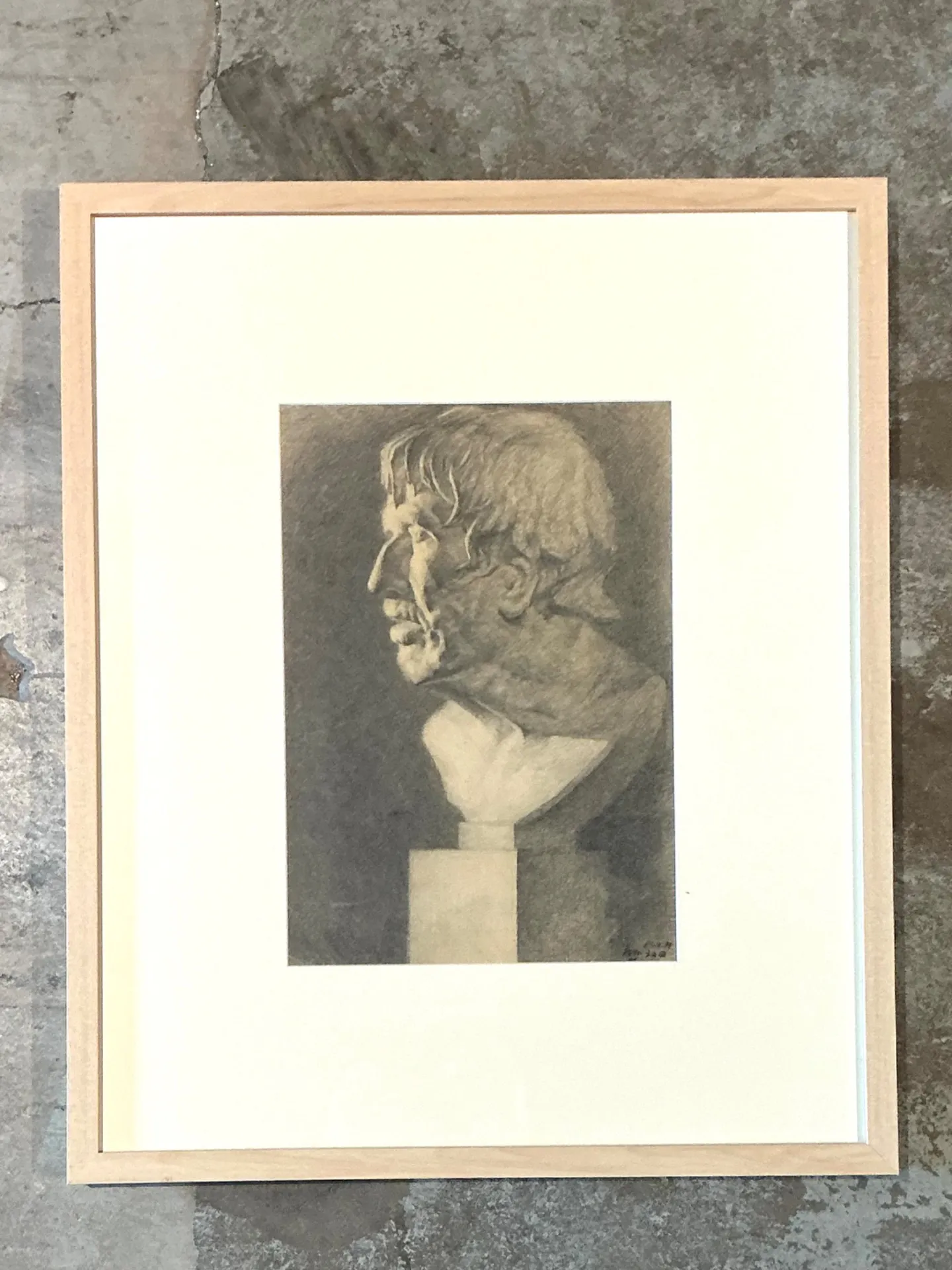 Vintage Charcoal Portrait Bust Drawing — additional photo 1