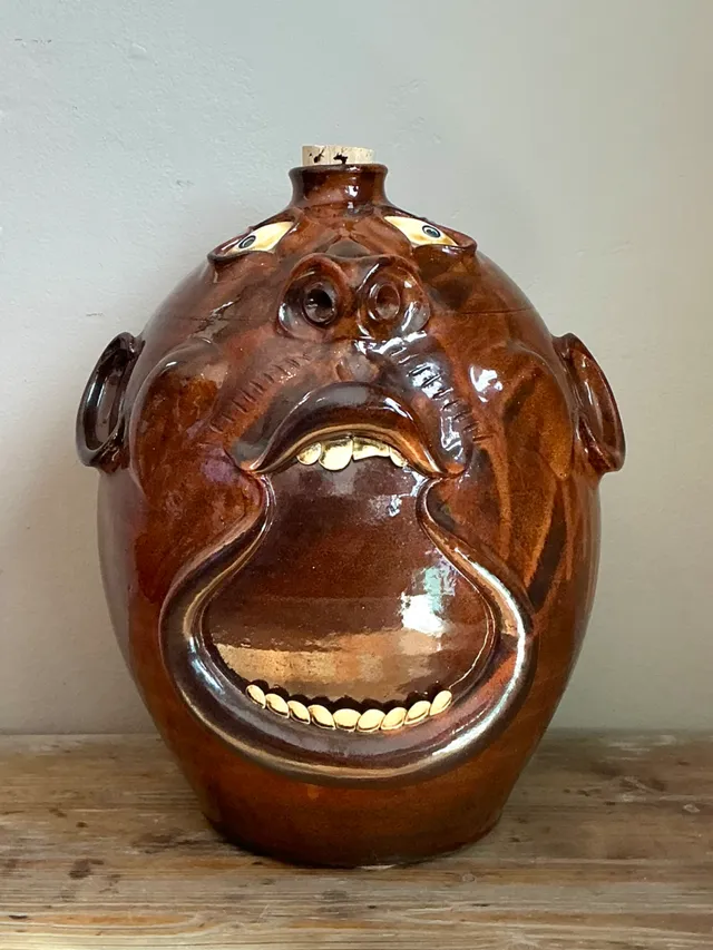 Vintage Brown Ceramic Face Jug — additional photo 2