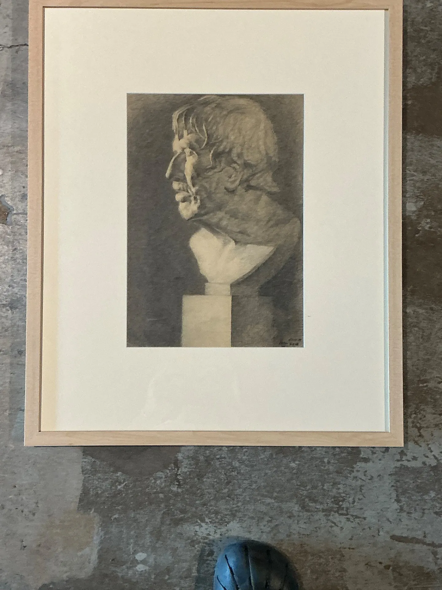 Vintage Charcoal Portrait Bust Drawing — additional photo 3