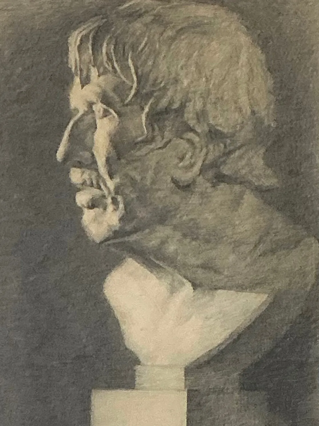 Vintage Charcoal Portrait Bust Drawing — additional photo 4