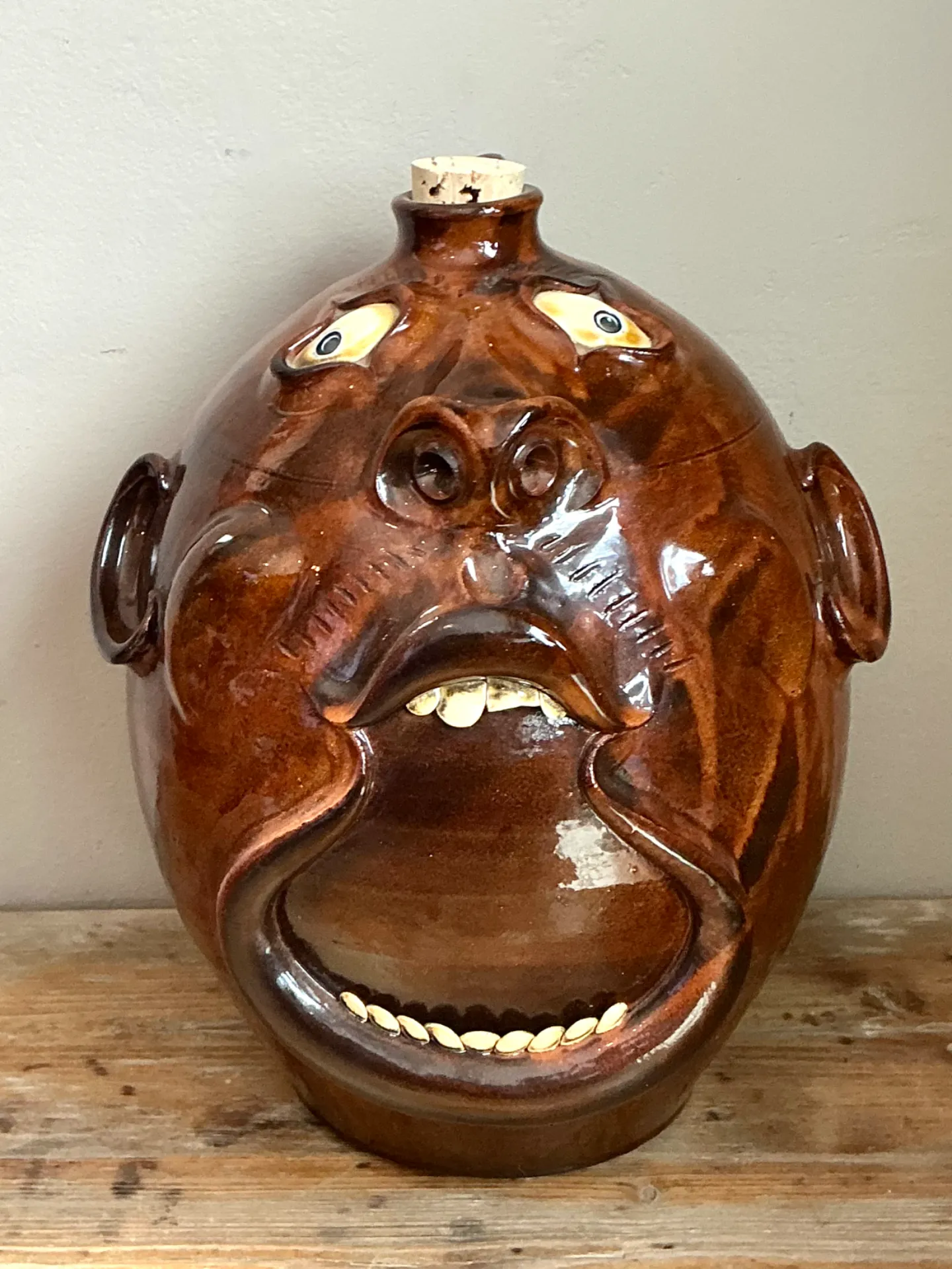 Vintage Brown Ceramic Face Jug — additional photo 8
