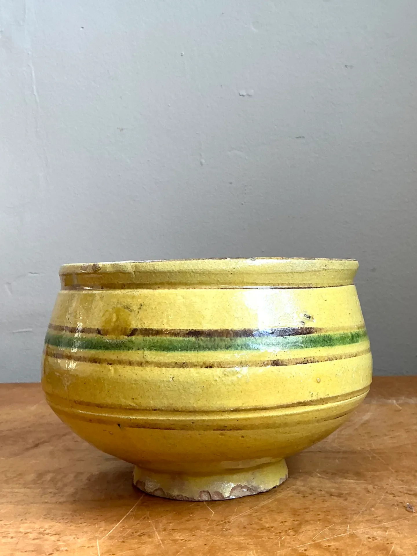 Vintage Striped Earthenware Decorative Bowl — additional photo 2